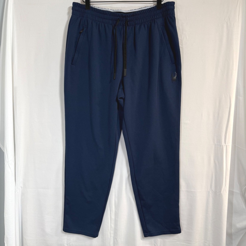 Spyder Active Mens Large Navy Blue ProWeb Athletic Jogger Pants Drawstring Zip